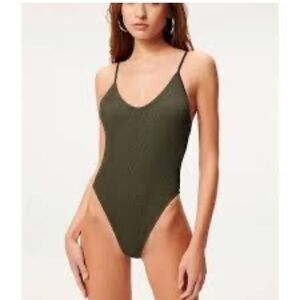 Good American Olive One Piece Swimsuit